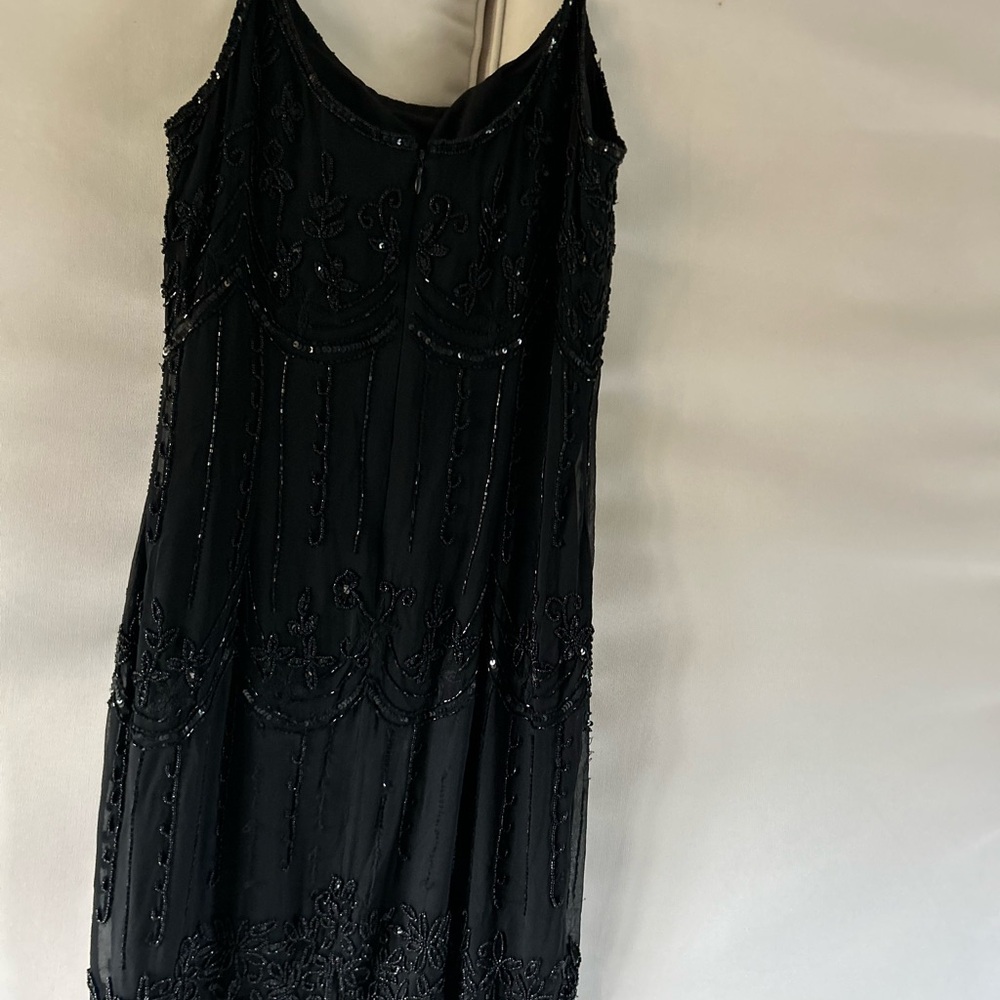 Papell Boutique Black Beaded Mini Dress